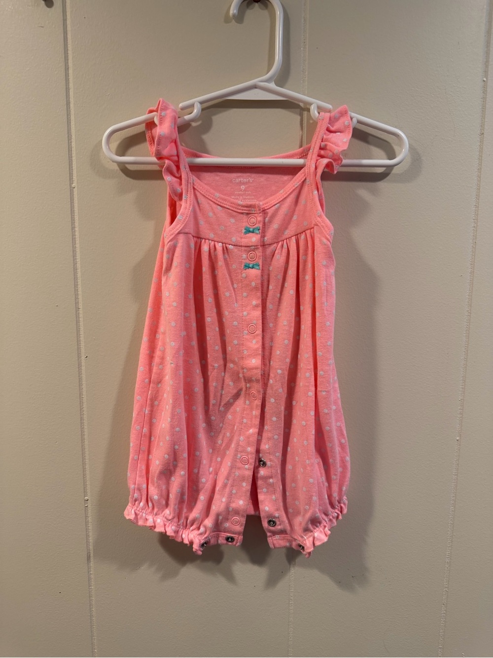 Carter's Coral Pink Polka Dot Tank Romper